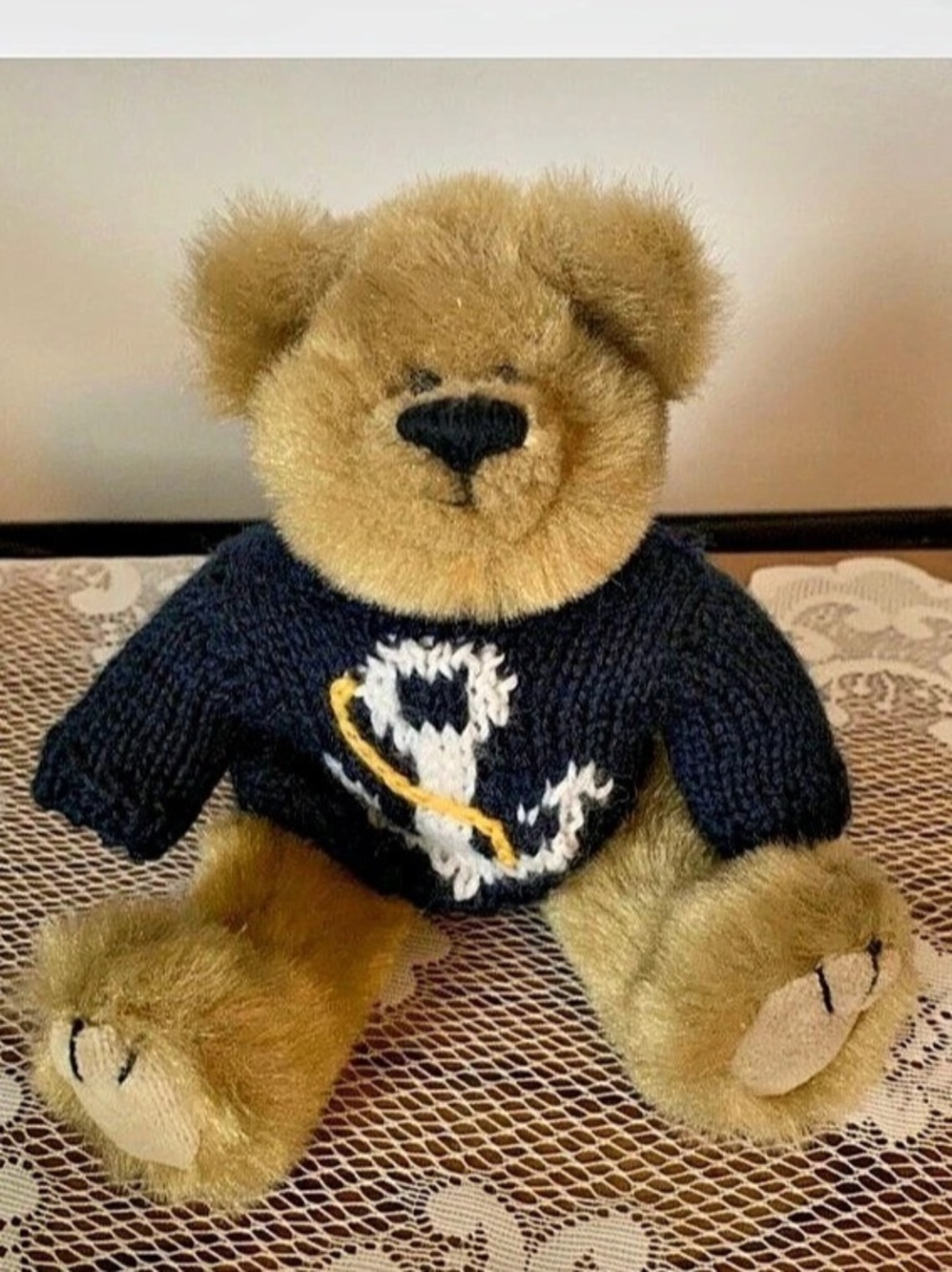Vintage 1993 TY Attic Treasures ~ Salty ~ 8” Jointed Bear Anchor Sweater No Tag